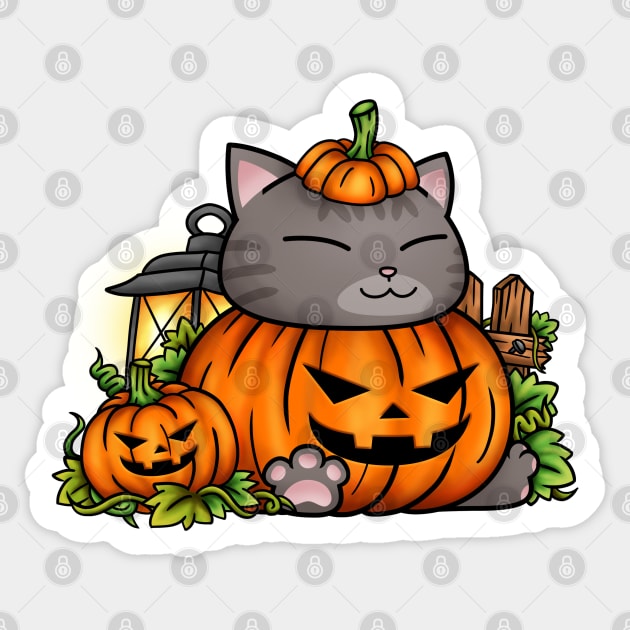 Halloween Cat Pumpkin Kitty Sticker by Takeda_Art